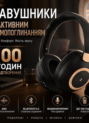 Беспроводные bluetooth наушники eaorul black с активным шумоподавлением anc 100 часов автономности накладные с микрофоном