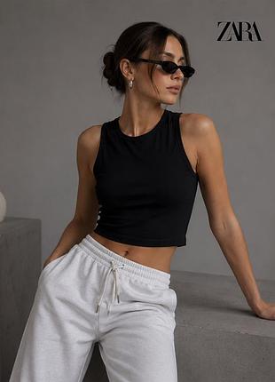 Нова базова чорна двошарова футболка zara 13-14 164 см на xs