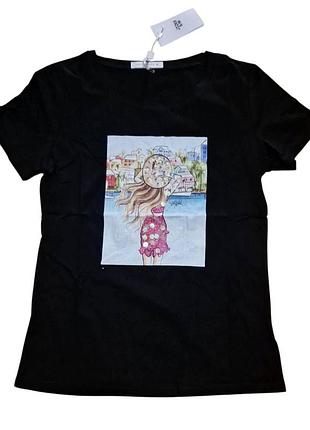 Футболка женская черная jean louis s/m,