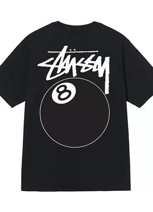 Футболка черная loys stussy 8-ball m