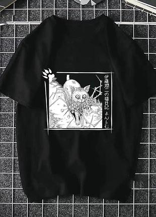 Футболка черная loys аниме black white print l