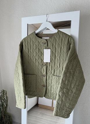 Стьобана куртка з льоном zara, стьогана куртка зара 3