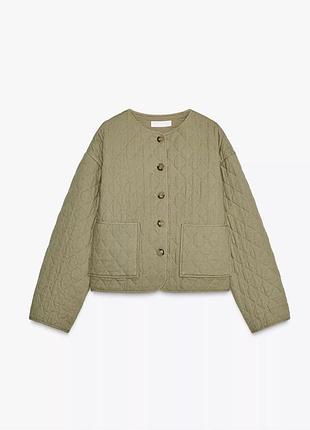 Стьобана куртка з льоном zara, стьогана куртка зара 7