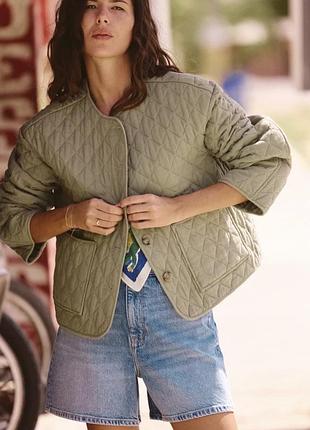Стьобана куртка з льоном zara, стьогана куртка зара 5