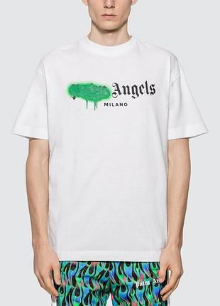 Футболка белая palm angels green spray • палм анджелс футболка xl