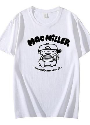 Футболка белая loys mac miller black white print l