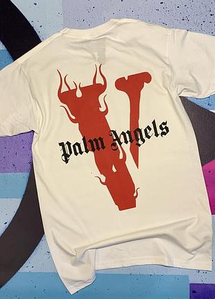 Футболка белая palm angels x vlone red • палм анджелс футболка m