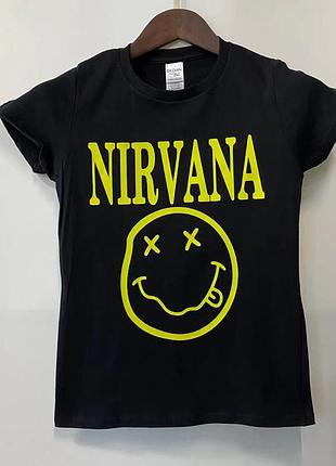 Футболка черная loys рок nirvana yellow smile xxl