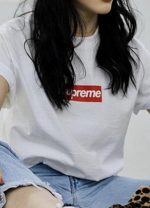 Футболка supreme box | бирка ориг. | женская белая m