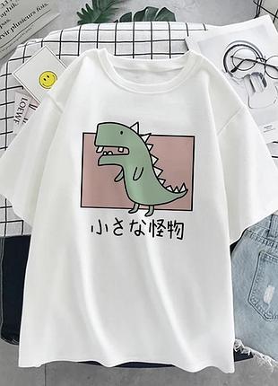 Жіноча стильна футболка loys з принтом динозавтра 2xl xs