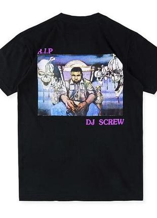 Футболка чёрная dj screw ''r.i.p'' vintage look black t-shirt l