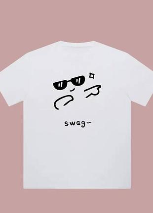 Чоловіча оверсайз футболка loys з принтом swag білий xs