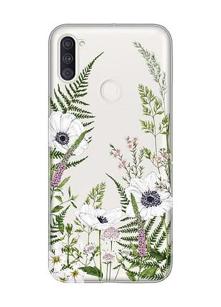 Прозрачный чехол на samsung galaxy a11 :: цветы полевые (принт 363)