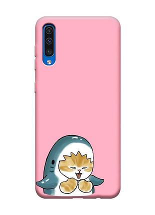 Матовий рожевий чохол на samsung galaxy a50 (2019) a505/a30s :: котик акула (принт 376)