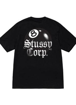 Футболка черная loys stussy 8 ball corp l