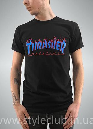 Футболка thrasher | бирки фотки | мужская черная топовый трешер s
