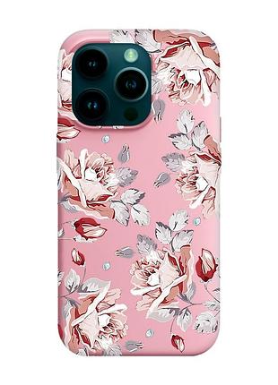 Матовий рожевий чохол на apple iphone 14 pro :: фон троянди (принт 273)