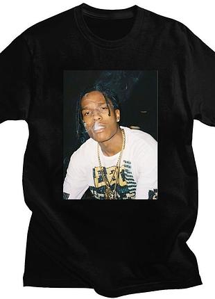 Футболка чорна loys asap rocky прінт портрет xxl