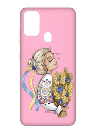 Матовий чохол з рожевими боками на samsung galaxy m30s/m21 :: українка з колосками (принт 173)