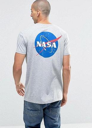 Сіра футболка nasa back logo • насса l