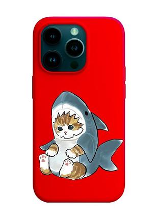 Матовый чехол с красными боками на apple iphone 14 pro :: котёнок (принт 120)