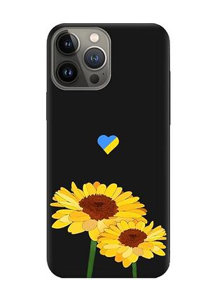 Матовий чорний чохол на apple iphone 13 pro :: жовті квіти (принт 364)