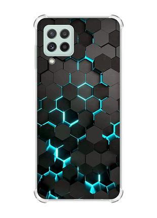 Чехол с утолщёнными углами на samsung galaxy m32/a22/m22 4g :: соты 3d (принт 357)