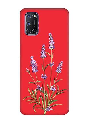 Матовий червоний чохол на oppo a52/ a72/ a92 :: гілочки лаванди (принт 266)