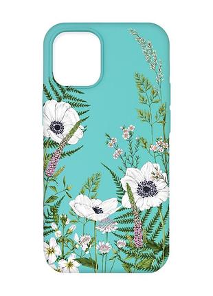 Матовий бірюзовий чохол на apple iphone 12/12 pro (6.1) :: квіти польові (принт 363)