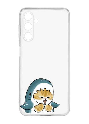 Прозрачный чехол для samsung galaxy m14 :: котёнок акула (принт 376)