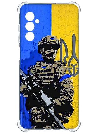 Чехол с утолщёнными углами на samsung galaxy m14 :: солдат (патриотический принт 350)