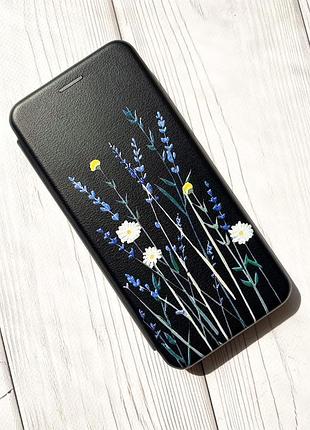 Чехол-книжка с рисунком для apple iphone 7 plus, iphone 8 plus черный :: полевые цветы (принт 270) 2