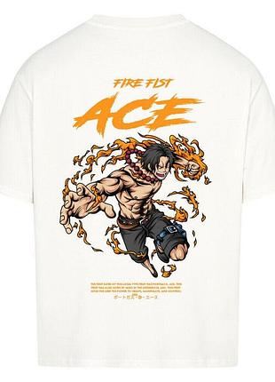 Футболка белая loys one piece x fire fist ace