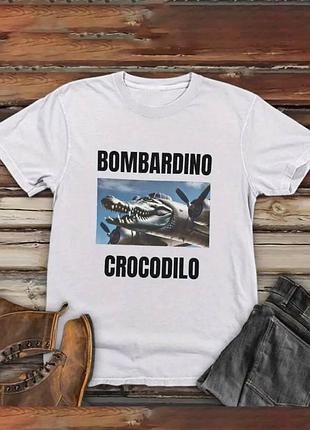 Чоловіча оверсайз футболка loys з принтом bombardino crocodilo білий xs
