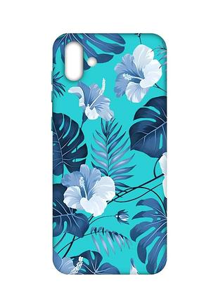 Матовый бирюзовый чехол на samsung galaxy a04 :: тропики (принт 373)