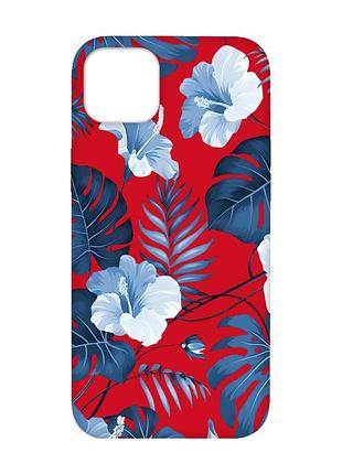Матовый красный чехол на iphone 14 plus :: тропики (принт 373)