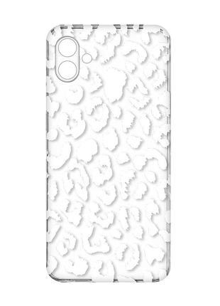 Прозрачный чехол на samsung galaxy a04e/a042 :: леопардовый принт белый (принт 375)