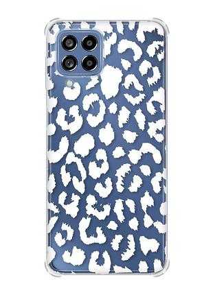 Чехол с утолщёнными углами на samsung galaxy m53 (m536) 5g :: леопардовый принт белый (принт 375)