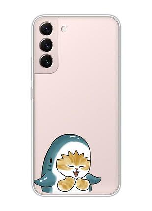 Прозрачный чехол на samsung galaxy s22 :: котёнок акула (принт 376)