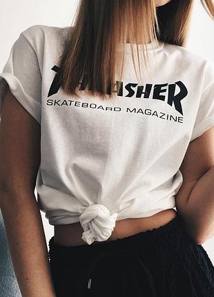 Thrasher футболка жіноча | оригінальні фото бірки | білий трешер xl