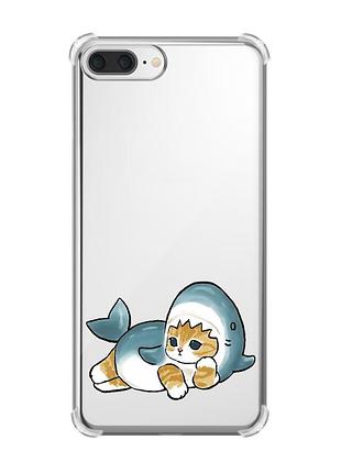 Чохол з потовщеними кутами на iphone 7 plus/ 8 plus :: котик акула (принт 355)