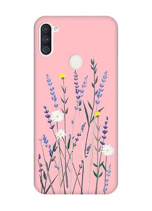 Матовий чохол з рожевими боками на samsung galaxy a11 :: польові квіти (принт 270)