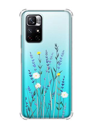 Чехол с утолщёнными углами для xiaomi redmi note 11 4g :: полевые цветы (принт 270)