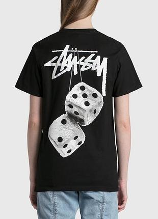 Чорна футболка loys stussy fuzzy dice logo унісекс стасі стуссі кубики xl