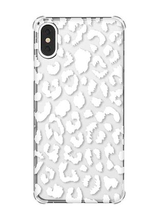 Чохол з потовщеними кутами на iphone x/xs :: леопардовий принт білий (принт 375)
