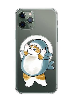 Магнитный чехол на iphone 12/12 pro с поддержкой magsafe :: котенок акула (принт 379)