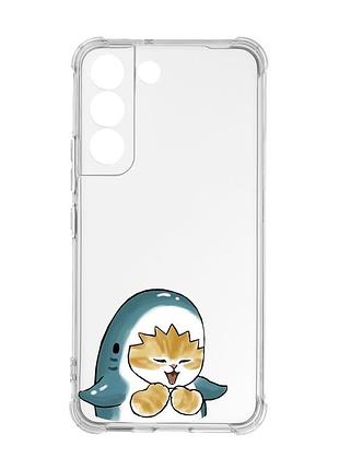 Чохол із потовщеними кутами на samsung galaxy s22 :: котик акула (принт 376)