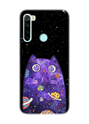 Чехол на xiaomi redmi note 8 :: фиолетовая кошка (принт 361)