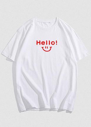 Жіноча стильна оверсайз футболка loys hello білий xl