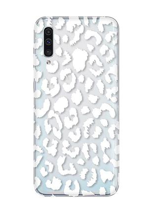 Прозрачный чехол на samsung galaxy a50 (2019) a505/a30s :: леопардовый принт белый (принт 375)